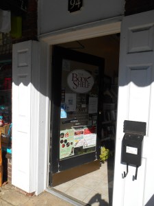 The entrance to The Book Shelf on Trade Street in Tryon, NC.
