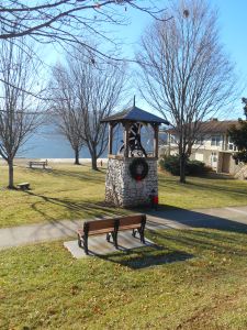 The bell at Lake Junaluska decorated for Christmas 2014.