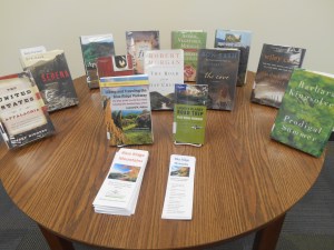 Display of other Blue Ridge Mountains books in library meeting room