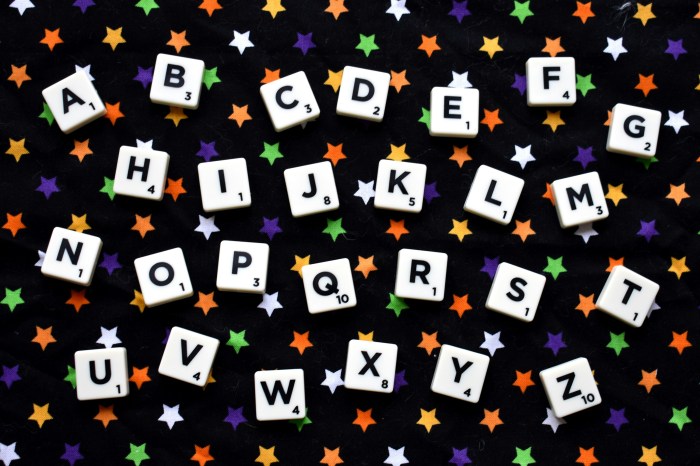 Photo of the alphabet on a dark background