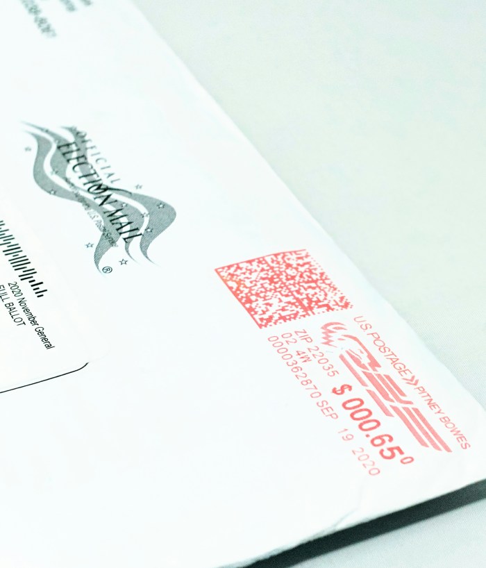Photo of part of a mail-in voting envelope
