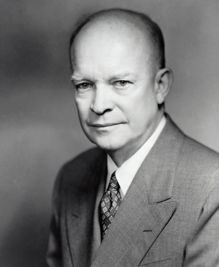 Library of Congress black-and-white photo of U.S. President Dwight D. Eisenhower.