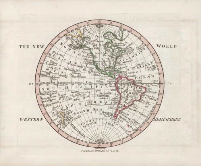 Photo of an Old World drawing of the western hemisphere